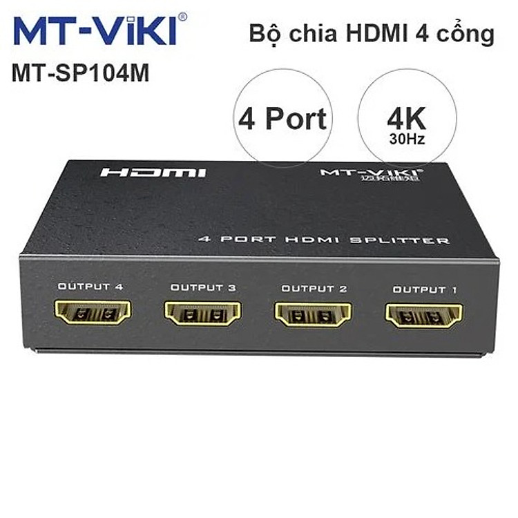 Bộ chia HDMI splitter V1.4 4 port 4K30Hz 3D MT-VIKI MT-SP104M. Hàng chính hãng !!!