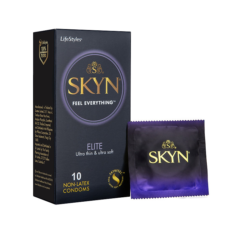 Bao cao su LifeStyles SKYN Elite Non-latex cao cấp siêu mỏng siêu mềm cảm giác chân thật không gây dị ứng không mùi cao su size 53mm - Hộp 10 bao - Xuất xứ Úc ( Hàng Chính Hãng )