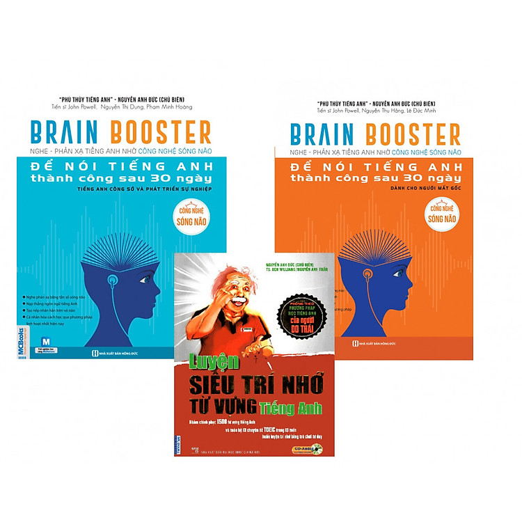 Combo Sách Brain Booster - Nghe - Phản Xạ Tiếng Anh Nhờ Công Nghệ Sóng Não ( Tặng Ngay Luyện Siêu Trí Nhớ Từ Vựng Tiếng Anh )