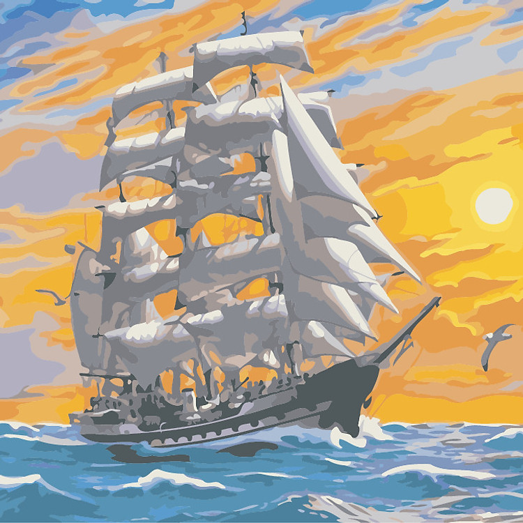 Tranh tô màu theo số thuyền buồm 193