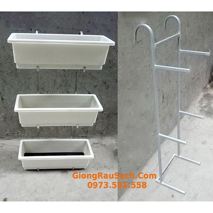 Móc treo Ban Công 3 Tầng Inox Chậu hoa thông minh vừa thành ban công, hàng rào từ 2-10cm - Chưa gồm Chậu