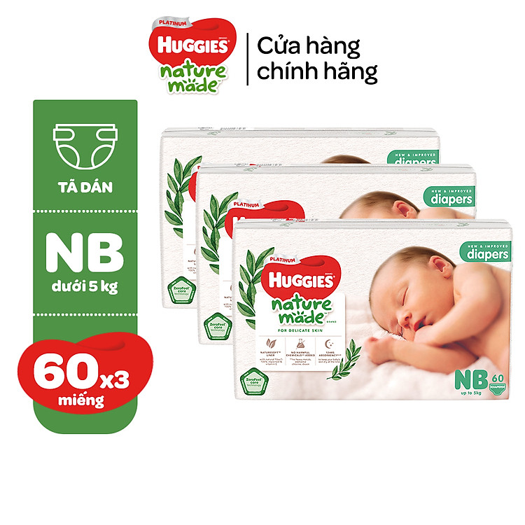 Mua Combo 3 Tã Huggies Platinum NatureMade Chính hãng Ưu đãi
