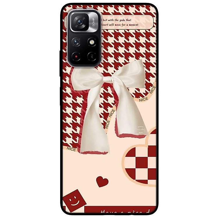 Ốp lưng dành cho Xiaomi Redmi Note 11 5G - Redmi Note 11T - Redmi Note 11S mẫu Nơ Trắng Nền Đỏ