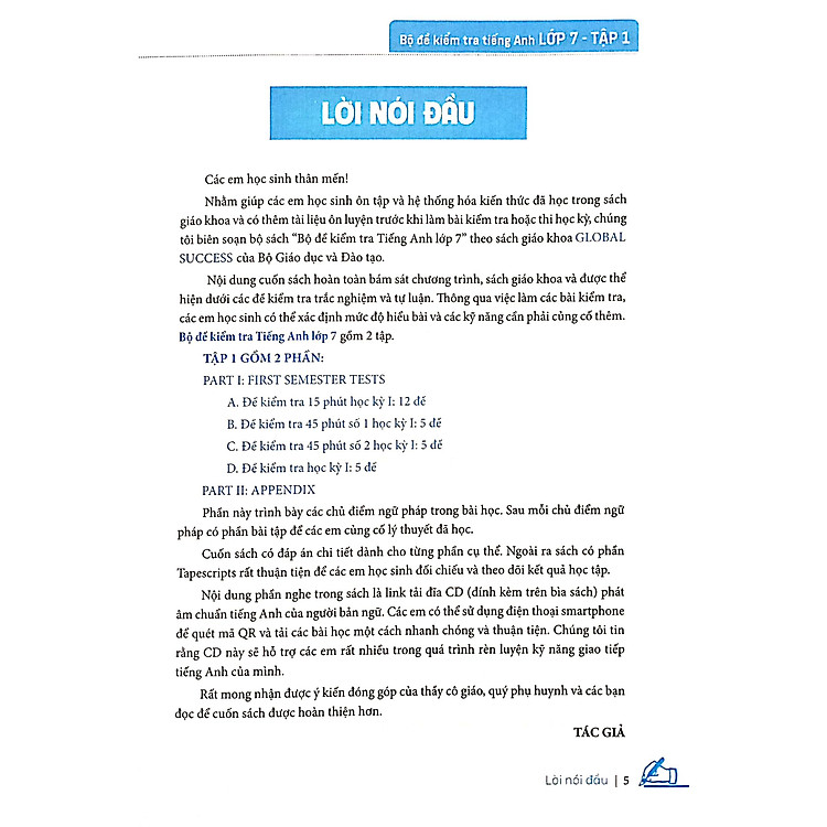 Global Success - Bộ Đề Kiểm Tra Tiếng Anh Lớp 7 - Tập 1 (Có Đáp Án) - Ảnh 3