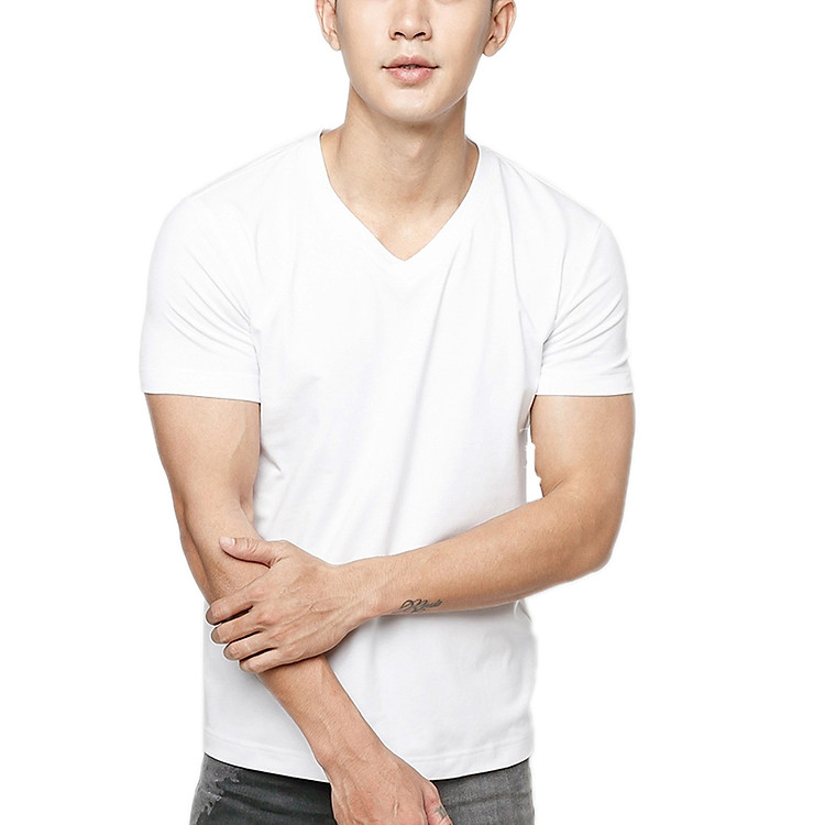 Áo Thun T-shirt Nam Cổ Tim (Trắng)