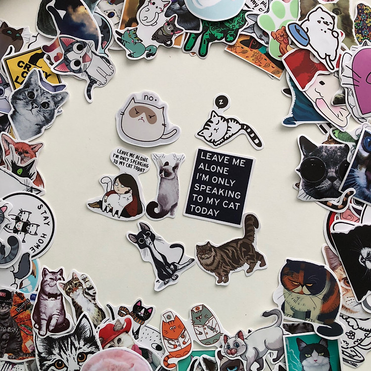 Bộ sticker chủ đề Mèo - Cat - Boss 2019, decal hình dán thú cưng chống nước, trang trí nón bảo hiểm, điện thoại, lap top ...