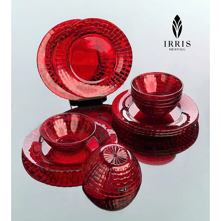 Set 12 món thuỷ tinh pha lê màu cao cấp IRRIS DE hàng chính hãng