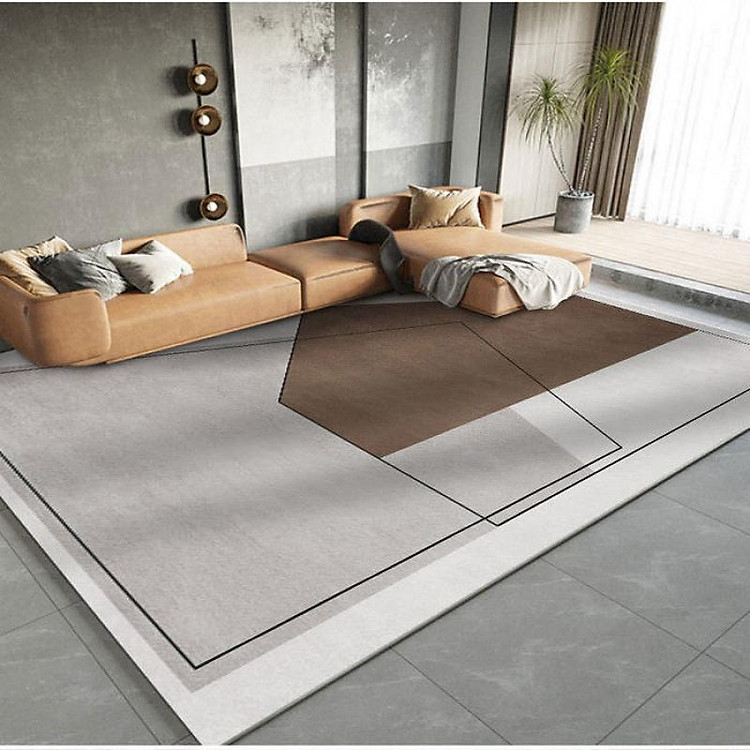 Thảm Lót Sàn Cỡ Lớn Màu Xám Nhạt Đơn Giản Sang Trọng