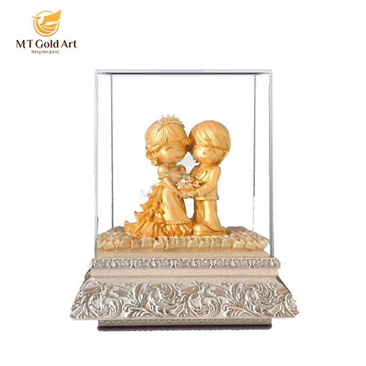 Tượng cô dâu chú rể dát vàng 24k (19x27x34cm) - Ảnh 2