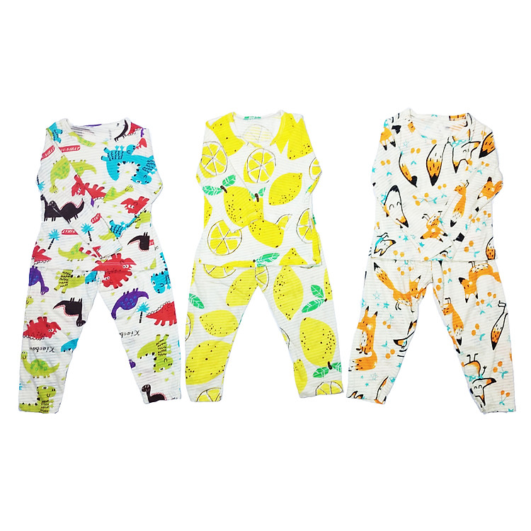 Combo 3 Bộ Cotton Tre Thu Đông Dài Tay Cho Bé Trai Màu Hình Dễ Thương