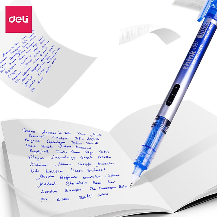 Bút gel Deli 0.5mm - Mực xanh (1 chiếc) - Ảnh 7