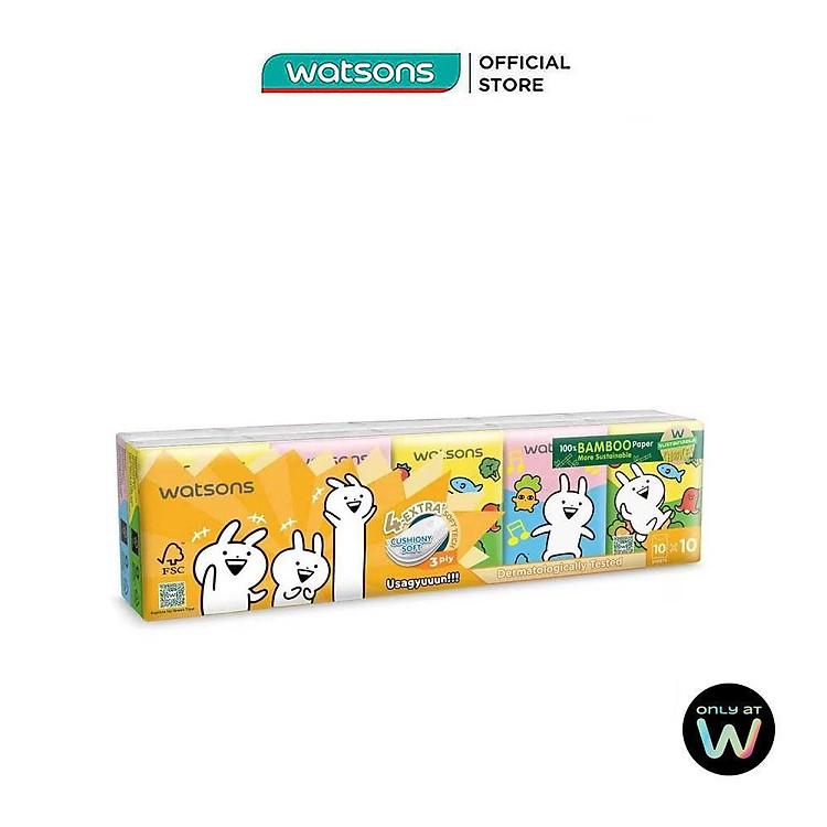 Khăn Giấy Bỏ Túi Watsons Hankies 3ply 10pcs (Usagyuuun)