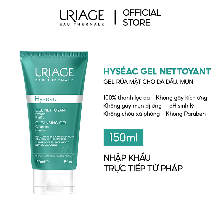 Gel rửa mặt cho da dầu, mụn URIAGE HYSÉAC GEL NETTOYANT 150ml