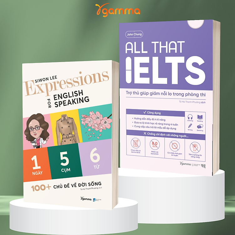 Combo/Lẻ Chinh Phục Kì Thi IELTS: All That IELTS - Trợ Thủ Giúp Giảm Nỗi Lo Trong Phòng Thi + Expressions For English Speaking - 1 Ngày 5 Cụm 6 Từ