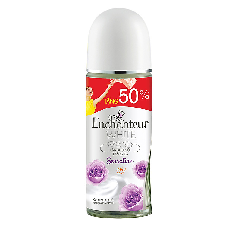 Lăn Khử Mùi Trắng Da Toàn Thân Enchanteur Sensation (50ml) - Tặng 50% Dung Tích