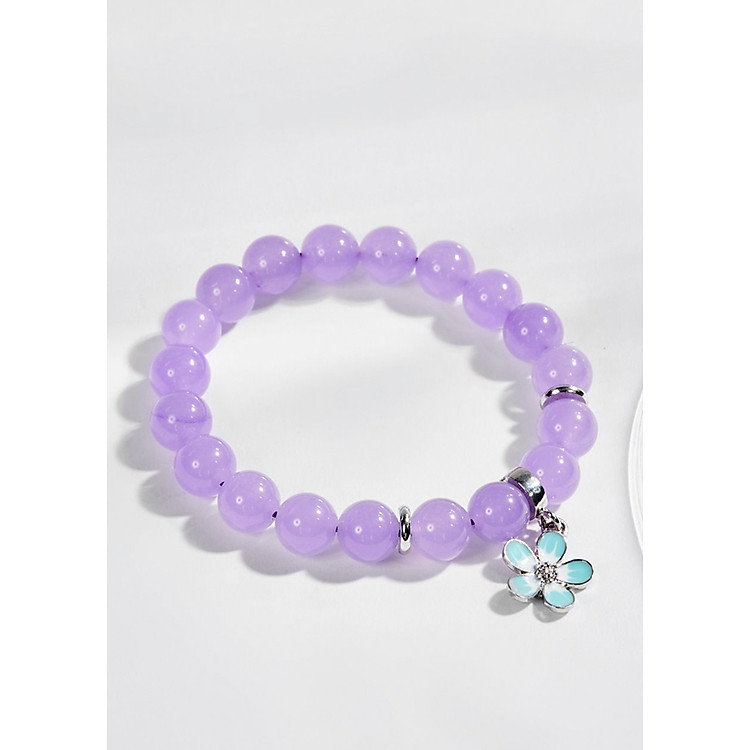 Vòng tay Đá Agate Tím Charm Hoa