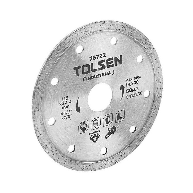 Đĩa Cắt Gạch Ướt Tolsen 76722 - Bạc (115 x 22.2 mm)