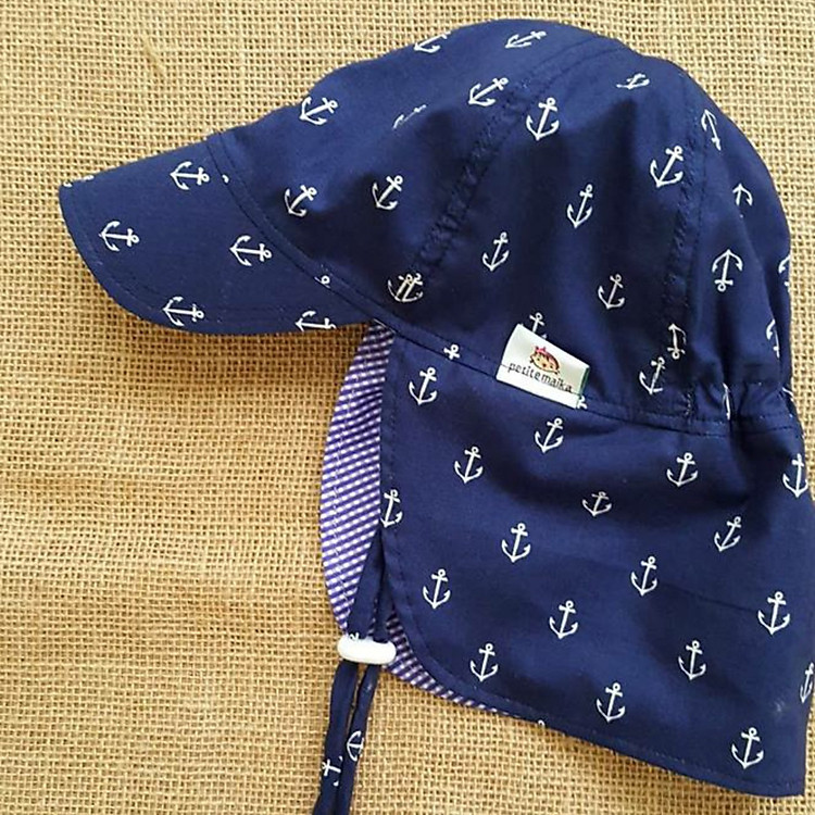 Mũ che gáy, mũ có gáy kiểu Nhật màu tím than. Mũ chống nắng, đi biển, đi dã ngoại cho bé từ 1-12 tuổi