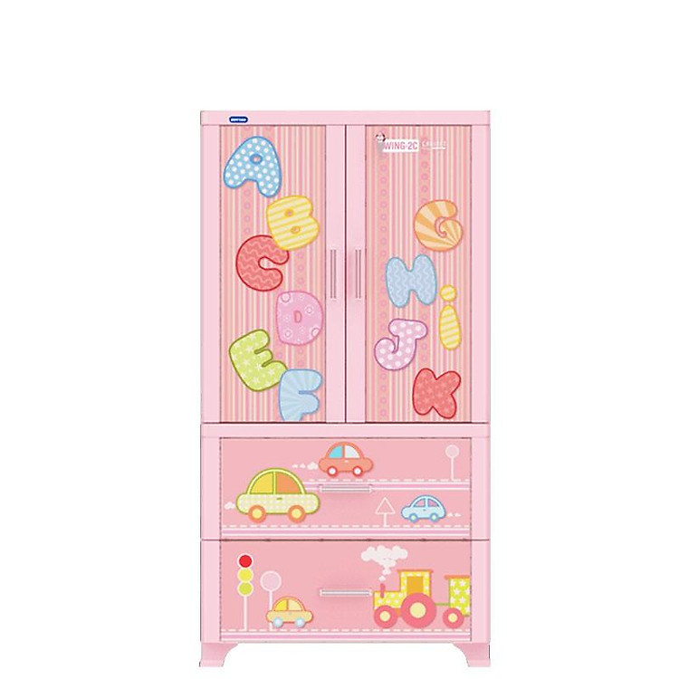 Tủ nhựa WING 2C-2N treo quần áo, cao cấp, 2 cửa 2 ngăn, giá rẻ, chính hãng Nhựa Duy Tân