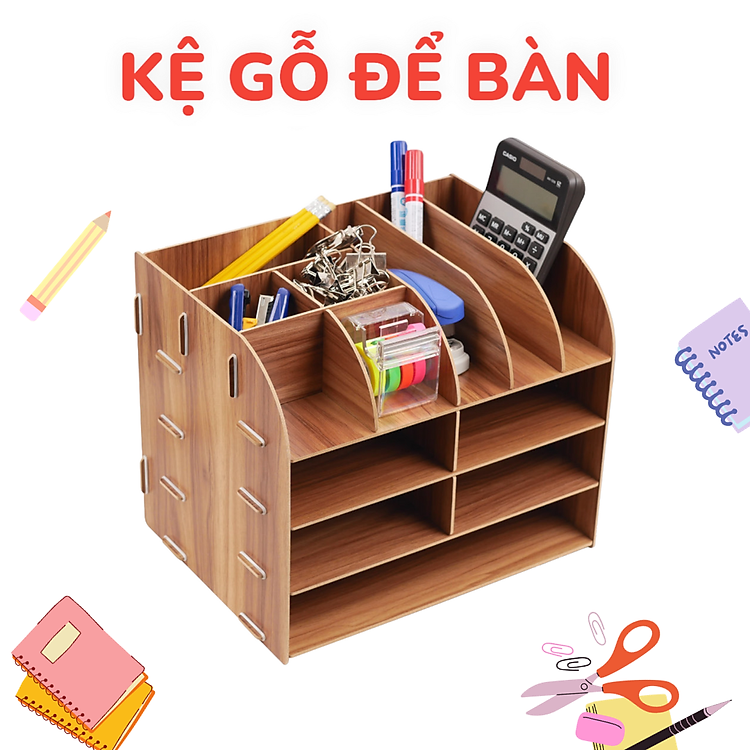 Kệ gỗ để bàn kết hợp đựng tài liệu - Ảnh 7