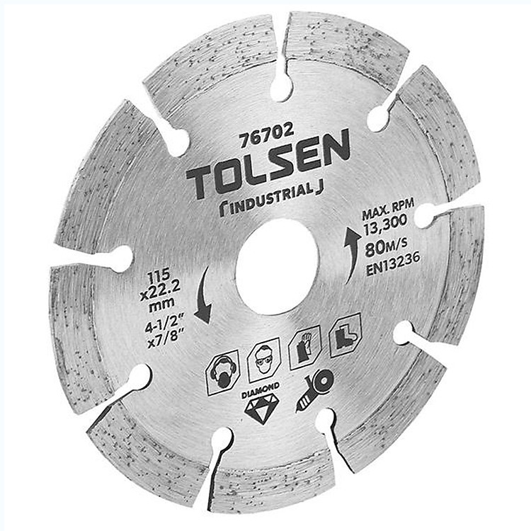 Đĩa Cắt Gạch Khô Tolsen 76702 - Bạc (115 x 22.2 mm)