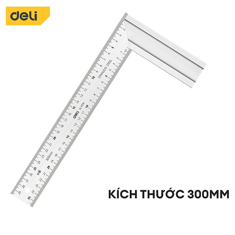 Thước Vuông Góc Kim Loại Deli Kích Thước 200mm - Sử Dụng Đo Đạc Trong Xây Dựng, Sửa Chữa Nhà Cửa - DL4034