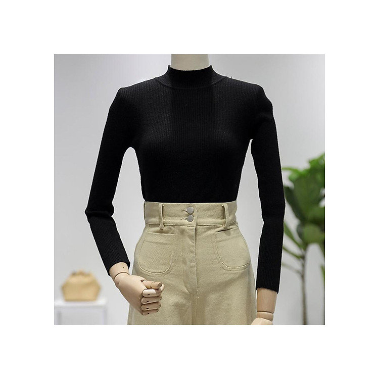 Áo Len Dệt Kim Nữ Ôm Dáng- Cổ 3 Phân