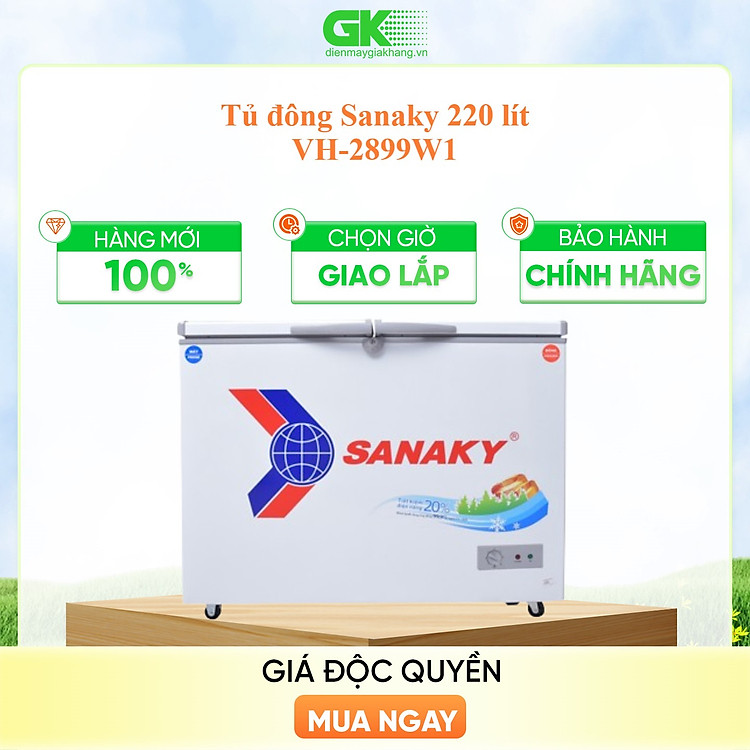 Tủ Đông Dàn Đồng Sanaky VH-2899W1 ( 2 Chế Độ Đông, Mát) (280L) - Hàng Chính Hãng