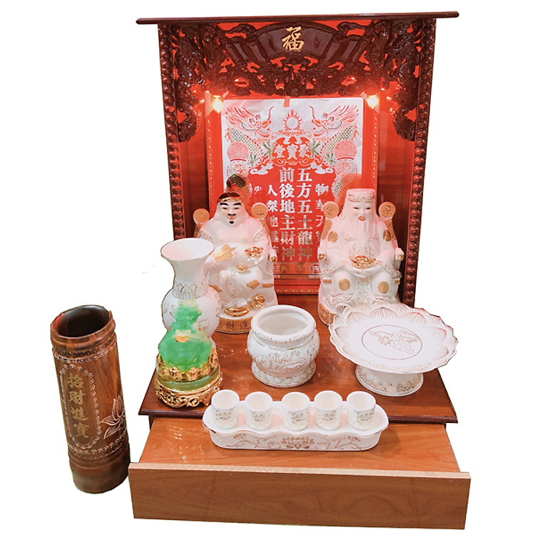 Combo Tủ thần tài 5 tấc sứ trắng 2C (Phước Bảo Đường) PT0193