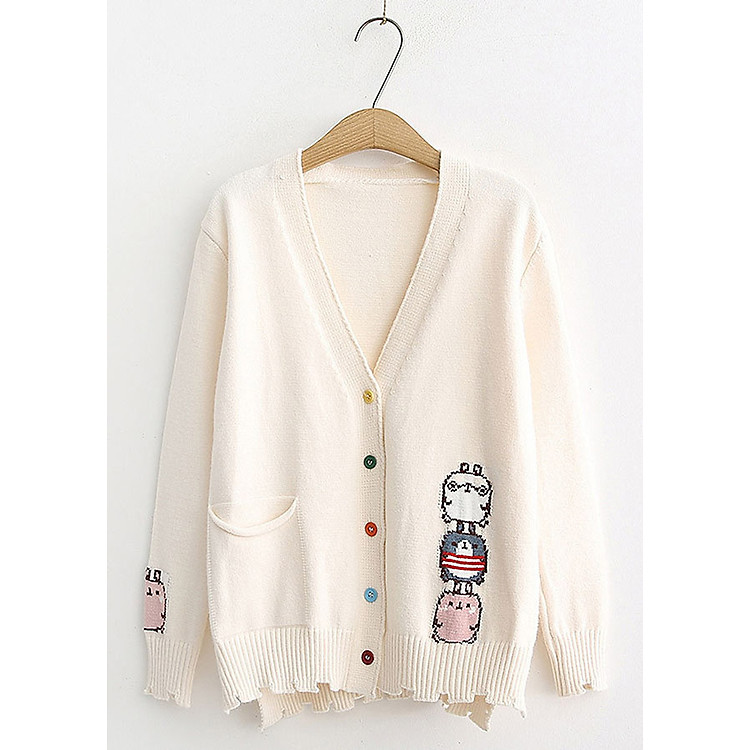 Áo Khoác Len Cardigan Họa Tiết Xinh 749