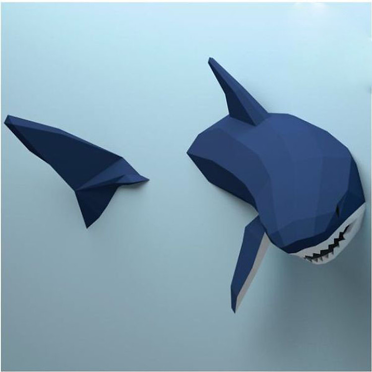 Mô hình giấy 3D | Mô hình trang trí nhà cửa | Mô hình giấy 3D Cá mập xanh