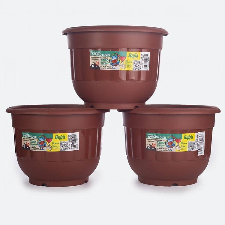 Combo 3 Chậu tròn BABA-BI-2016-C- hàng nhập khẩu Malaysia thân thiện với môi trường, không gây độc hại