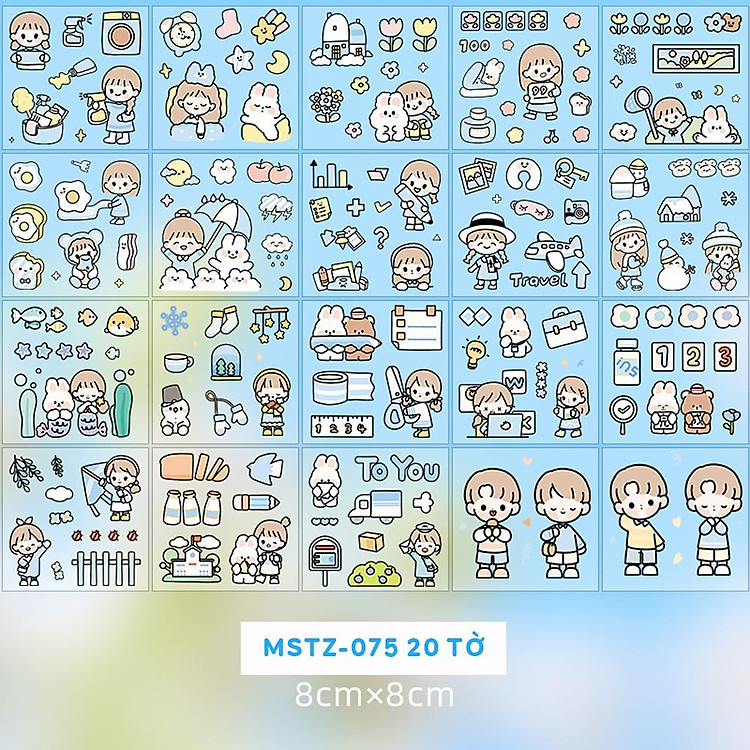 Sticker Nhiều Hình Cô Gái Và Bé Thỏ Telado MSTZ-07/2-6 (20 tờ) - Ảnh 4