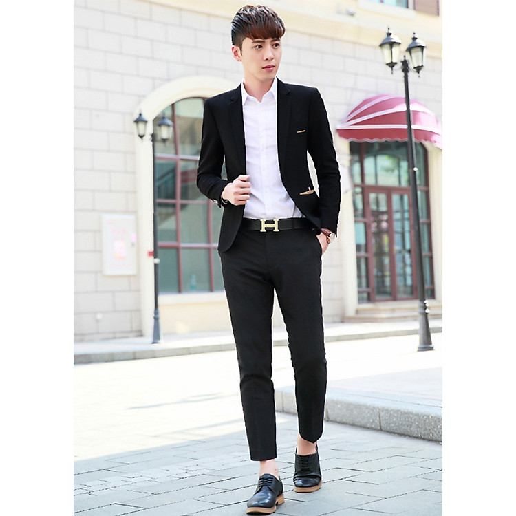 Áo Khoác Vest Nam Vải Kaki Dày Mịn Đứng Form Màu Đen - TC04041