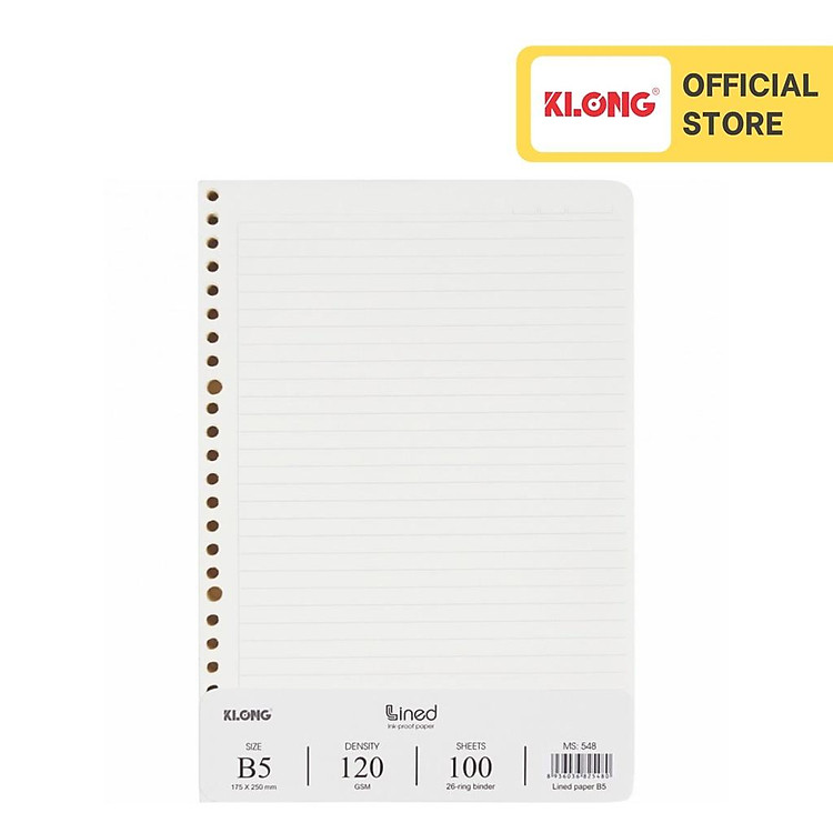 Ruột sổ còng kẻ ngang KLONG B5 (100 tờ)