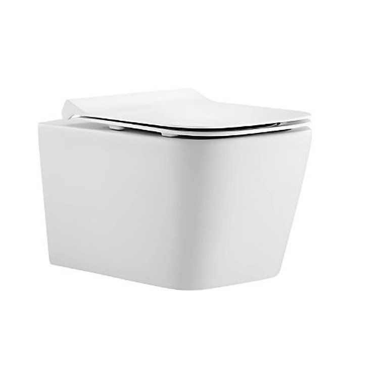 Bộ bàn cầu treo tường nắp chữ D, kích thước: 510*350*355mm, màu Glossy White, hiệu Trevi