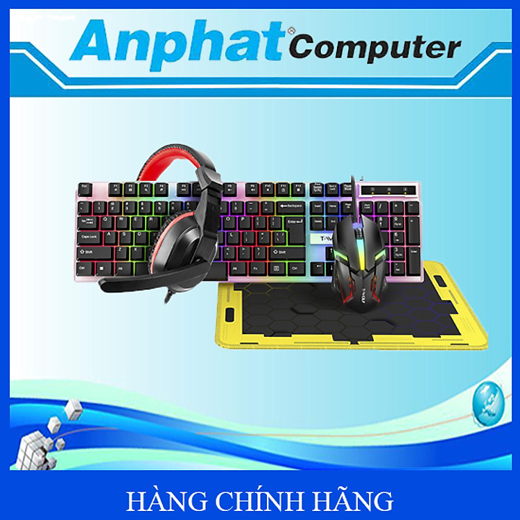Combo 4 món Phím+Chuột+Tai Nghe+Miếng Lót T-Wolf TF240 Led 7 Màu – Hàng Chính Hãng
