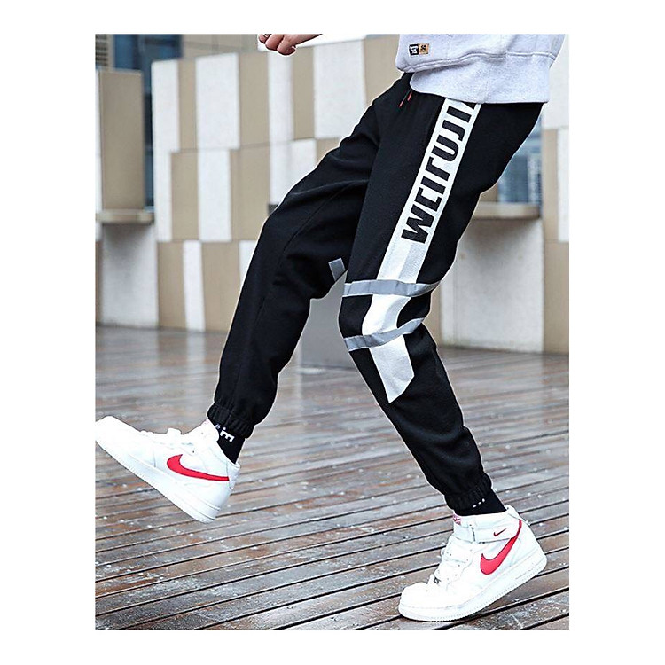 Quần Jogger Nam Nữ phong cách thể thao Hiphop phối vạch Phản Quang, có Big Size