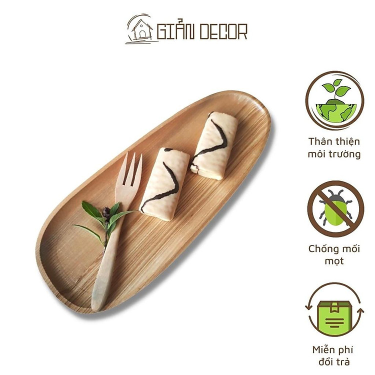 Đĩa gỗ dài đựng thức ăn, khay gỗ decor, trang trí chụp ảnh - chất liệu gỗ cao cấp, hàng VNXK