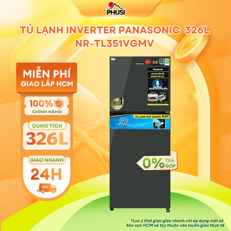Tủ lạnh Panasonic Inverter 326 lít NR-TL351VGMV - Hàng Chính Hãng