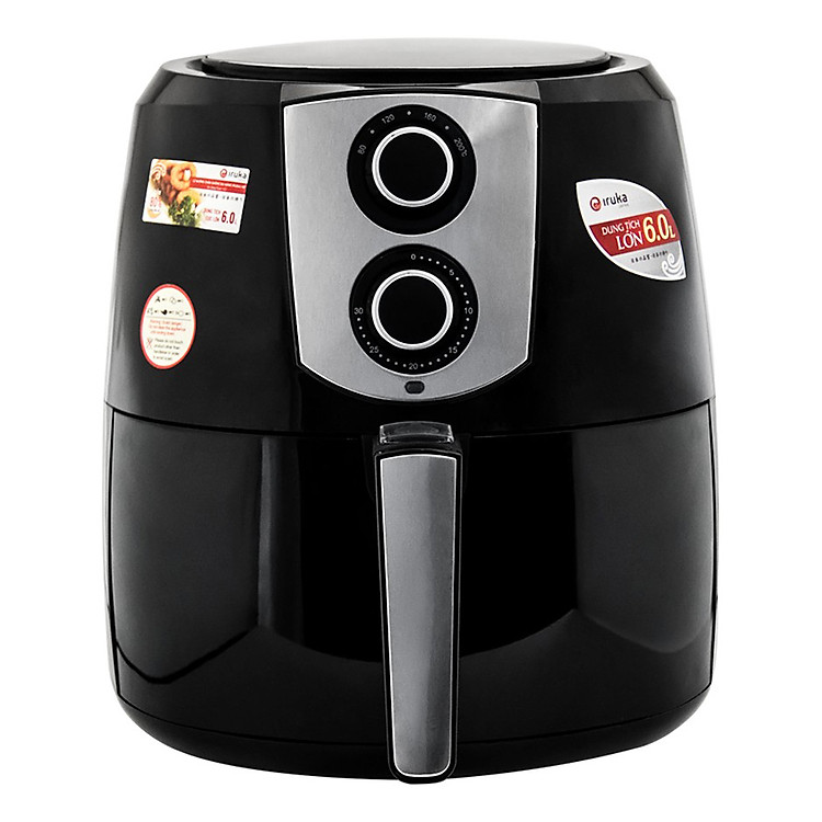 Nồi Chiên Không Dầu Iruka I-67 (6 Lít) - Đen - Hàng Chính Hãng