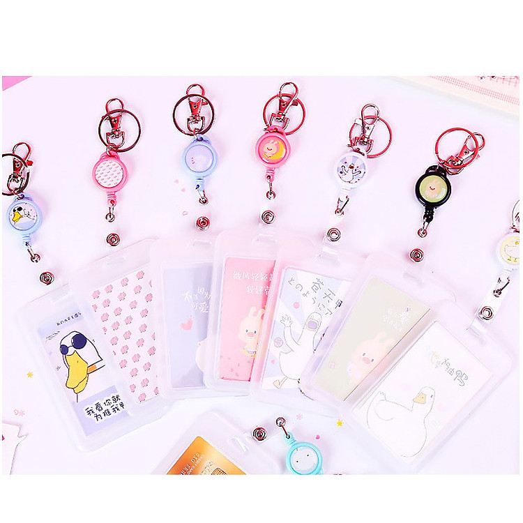 Thẻ đeo có dây rút và móc khóa-combo 2 thẻ màu ngẫu nhiên