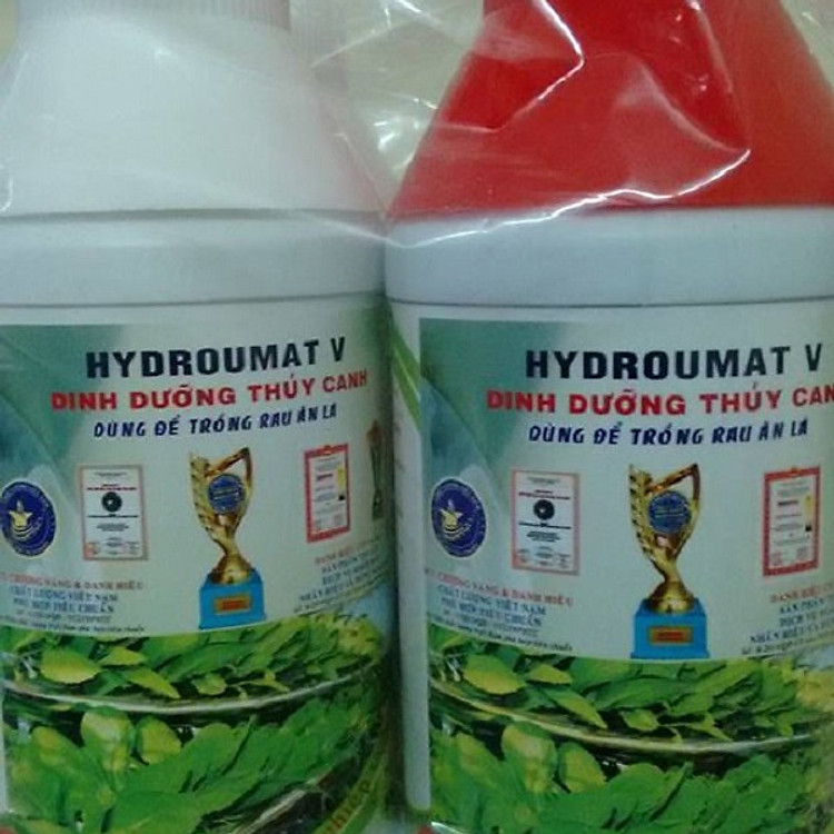 Combo 2 Chai Dung Dịch Thủy Canh Cho Rau Ăn Lá Hydroumat V Group A và Group B (500ml / Chai)