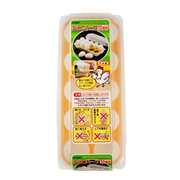 Khay đựng trứng 10 ngăn có nắp đậy nội địa Nhật Bản