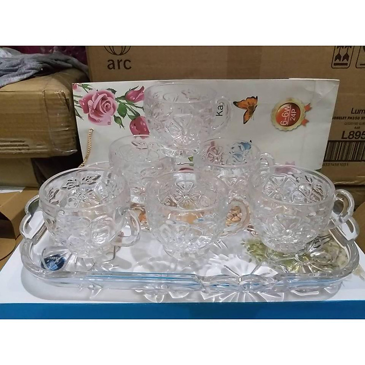 Bộ 6 Ly Thủy Tinh Cao Cấp kèm khay