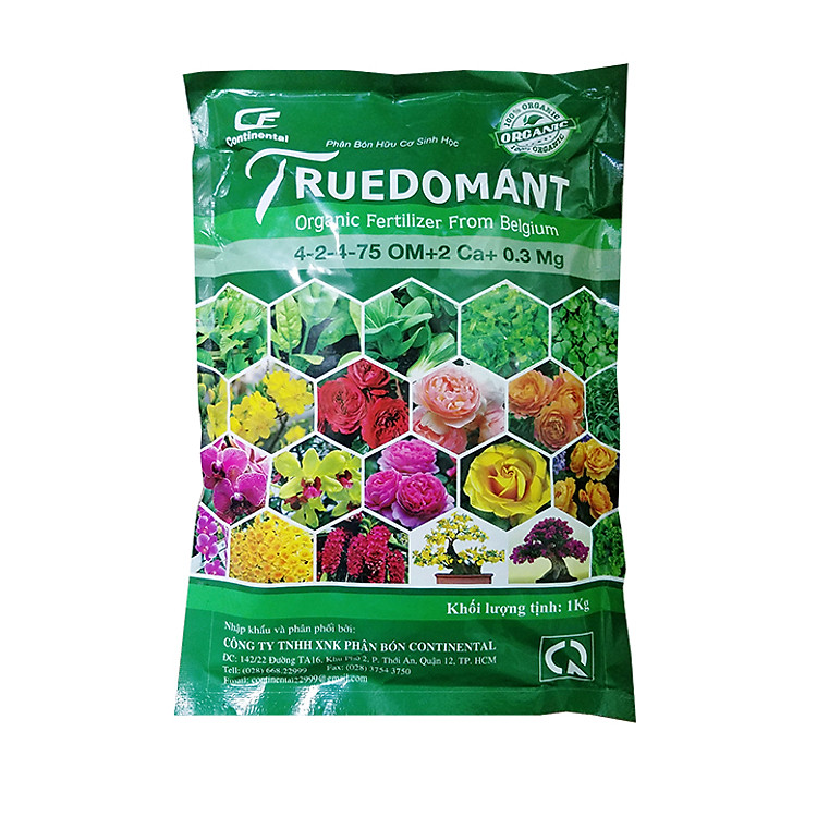 Phân bón hữu cơ sinh học Truedomant cho hoa hồng, hoa lan và bonsai dạng viên 1Kg - Bio-organic fertilizer