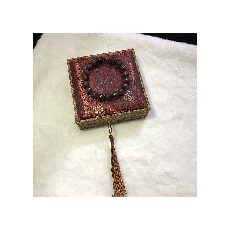 Vòng tay đá thạch anh phong thủy màu NÂU ĐẤT mang may mắn, tài lộc và tình duyên cho chị em phái đẹp - tặng kèm hộp gấm sang trọng có thể dùng để quà tặng người thân yêu