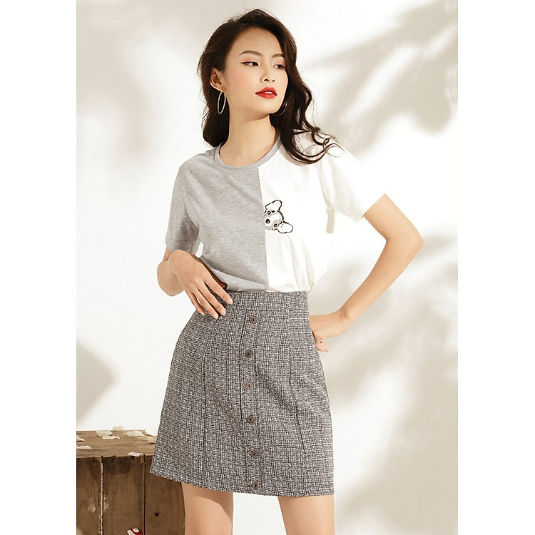 Chân Váy Nữ Phối Nẹp Nút Gumac