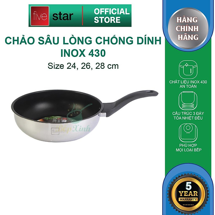 Chảo Chống Dính Bếp Từ Sâu Lòng 3 Đáy Cao Cấp , tặng 1 sạn dừa