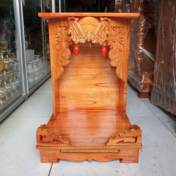 Bàn thờ thần tài ông địa gỗ xoan ngang 35 cm